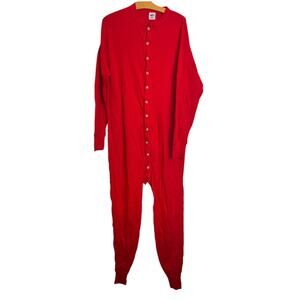Duofold Cotton Wool Mid Weight Double Layer Thermal Union Suit Red Long Johns XL